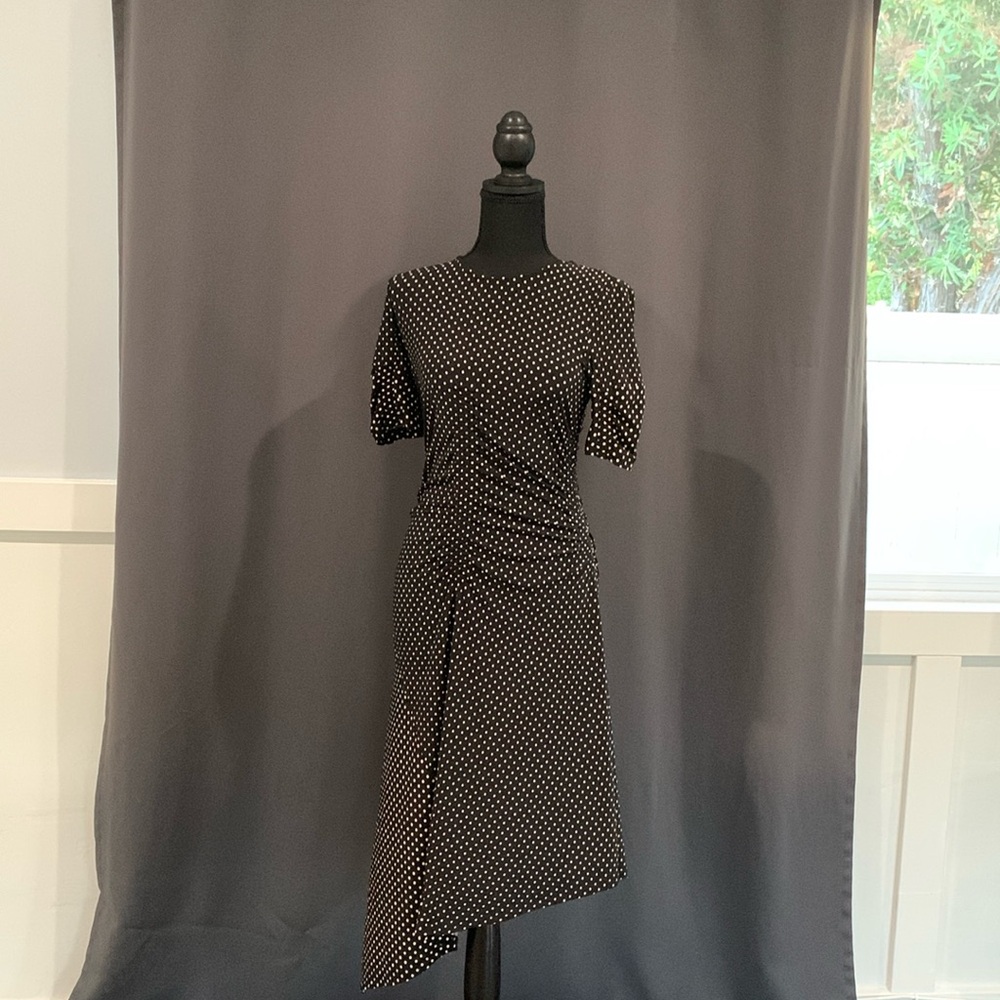 TOPSHOP Size 6 Polka-dot asymmetrical h half short sleeve dress 50s retro